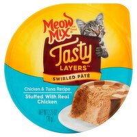 Meow Mix Tasty Layers Chicken & Tuna Recipe Swirled Pâté Cat Food, 2.75 oz, 2.75 Ounce