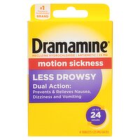 Dramamine Less Drowsy Motion Sickness Tablets, 25 mg, 4 count