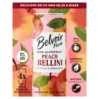 Belvoir Farm Peach Bellini Sparkling Soft Drink, 8.4 fl oz, 4 count