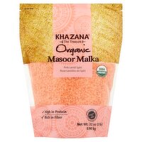 Khazana Organic Masoor Malka Pink Lentil Split, 32 oz