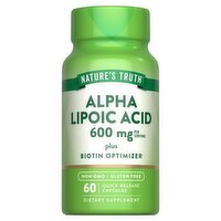 Nature's Truth Vitamins Alpha Lipoic Acid Dietary Supplement, 600 mg, 60 count