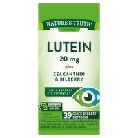 Nature's Truth Lutein Plus Zeaxanthin & Bilberry Dietary Supplement, 20 mg, 39 count