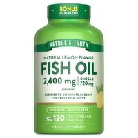 Nature's Truth Natural Lemon Flavor Fish Oil Dietary Supplement, 2,400 mg, 120 count