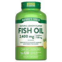 Nature's Truth Vitamins Natural Lemon Flavor Fish Oil Dietary Supplement, 2,400 mg, 120 count