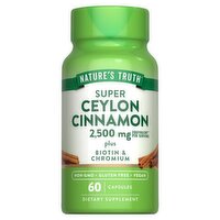 Nature's Truth Super Ceylon Cinnamon Plus Biotin & Chromium Dietary Supplement, 60 count