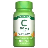 Nature's Truth C Plus Bioflavonoids & Wild Rose Hips Dietary Supplement, 500 mg, 100 count, 100 Each