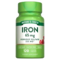 Nature's Truth Vitamins Iron Ferrous Sulfate Dietary Supplement, 65 mg, 120 count