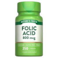Nature's Truth Folic Acid Vitamin Supplement, 800 mcg, 250 count