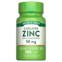 Nature's Truth Chelated Zinc (Zinc Gluconate) Dietary Supplement, 50 mg, 100 count