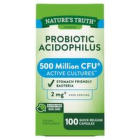 Nature's Truth Vitamins Probiotic Acidophilus 500 Million CFU Dietary Supplement, 100 count