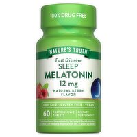 Nature's Truth Vitamins Fast Dissolve Melatonin Dietary Supplement, 12 mg, 60 count