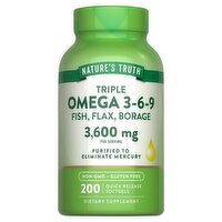 Nature's Truth Vitamins Triple Omega 3-6-9 Dietary Supplement, 3,600 mg, 200 count