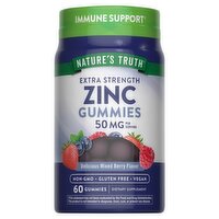 Nature's Truth Extra Strength Zinc Gummies Dietary Supplement, 50 mg, 60 count, 60 Each