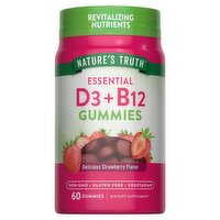 Nature's Truth Vitamins D3 + B12 Natural Strawberry Flavor Dietary Supplement, 60 count