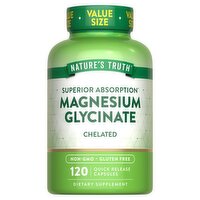 Nature's Truth Chelated Magnesium Glycinate Dietary Supplement Value Size, 120 count, 120 Each