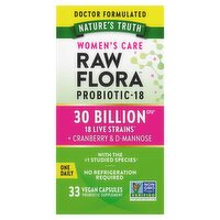 Nature's Truth Women's Care Raw Flora Probiotic-18 Dietary Supplement, 33 count