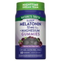 Nature's Truth Delicious Sour Grape Flavor Melatonin Magnesium Gummies Dietary Supplement, 60 count
