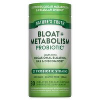 Nature's Truth Bloat + Metabolism Probiotic Supplement, 30 count