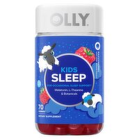 Olly Kids Razzberry Sleep Melatonin, L-Theanine & Botanicals Dietary Supplement, 70 count