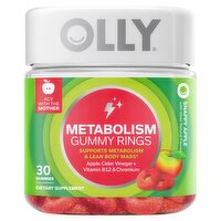 Olly Metabolism Gummy Rings Snappy Apple Dietary Supplement, 30 count