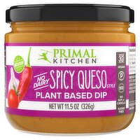 Primal Kitchen Medium No Dairy Spicy Queso Style Plant Based Dip, 11.5 oz