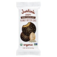 Justin's Organic Dark Chocolate Crispy Peanut Butter Cups, 2 count, 1.32 oz