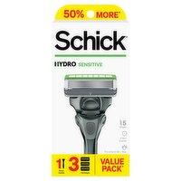 Schick Hydro Sensitive 5 Blades Razor with Cartridges, 4 count, 1 Each