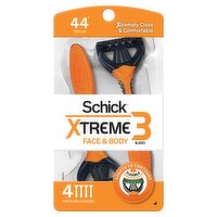 Schick Xtreme Face & Body 3 Blades Disposable Razors, 4 count, 4 Each