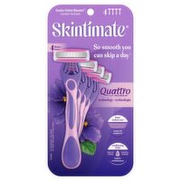 Skintimate Exotic Violet Blooms 4 Blades Disposable Razor, 4 count