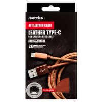 PowerXcel 4ft Leather Type-C USB Rapid Charge & Sync Cable