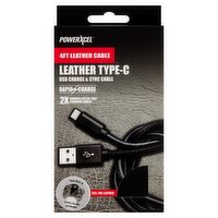 PowerXcel 4ft Leather Type-C USB Rapid Charge & Sync Cable