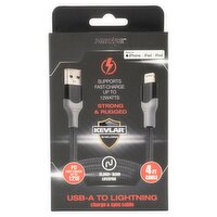 PowerXcel Kevlar Shielding 4ft USB-A To Lightning Charge & Sync Cable