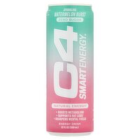 C4 Smart Energy Zero Sugar Watermelon Burst Sparkling Energy Drink, 12 fl oz