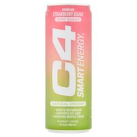 C4 Smart Energy Zero Sugar Strawberry Guava Sparkling Energy Drink, 12 fl oz