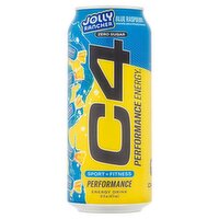 C4 Jolly Rancher Blue Raspberry Zero Sugar Performance Energy Drink, 16 fl oz