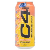 C4 Jolly Rancher Peach Zero Sugar Performance Energy Drink, 16 fl oz