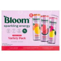 Bloom Sparkling Energy Drink Variety Pack, 12 fl oz, 12 count