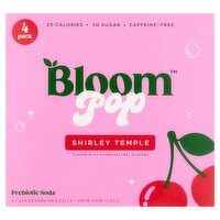 Bloom Pop Shirley Temple Prebiotic Soda, 12 fl oz, 4 count