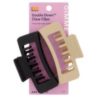 Gimme Beauty Double Down Thick Hair Black + Tan Claw Clips, 2 count