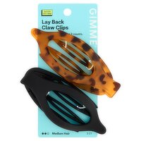 Gimme Beauty Lay Back Medium Hair Black + Tortoise Claw Clips, 2 Count, 2 Each