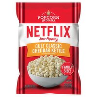 Popcorn Indiana Netflix Cult Classic Cheddar Kettle Popcorn Family Size, 8 oz, 8 Ounce