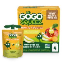 GoGo Squeez Apple Pear Carrot Fruit & Veggiez, 3.2 oz, 4 count