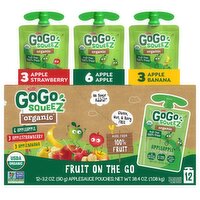 Materne GoGo Squeez Organic Fruit on the Go, 3.2 oz, 12 count