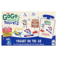 GoGo Squeez  YogurtZ Variety Pack, Strawberry/Banana, Snack on the Go, 3 oz (Pack of 10 pouches), 30 Ounce