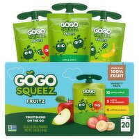 GoGo Squeez Fruitz Fruit Blend On The Go Variety Pack, 3.2 oz, 20 count