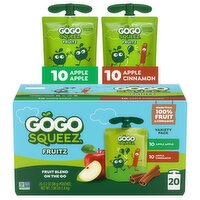 GoGo Squeez Fruitz AppleApple and AppleCinnamon Fruit Blend on the Go Variety Pack, 3.2 oz, 20 count, 64 Ounce