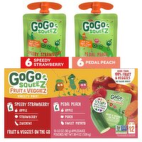 Materne GoGo Squeez Fruit & Veggies on the Go Variety Pack, 3.2 oz, 12 count