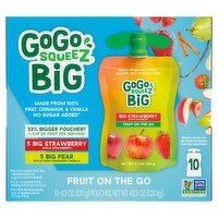 GoGo Big SqueeZ Fruit On the Go, 4.2 oz, 10 count