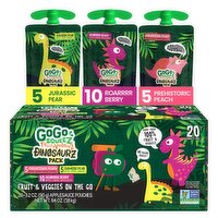 GoGo Squeez Dinosaurz Fruit and Veggies  Variety Pack, Snack on the Go, 3.2 oz (Pack of 20 pouches)
