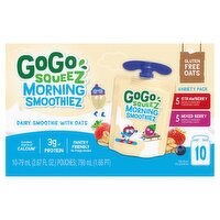 GoGo Squeez Dairy Smoothie with Oats Morning Smoothiez Variety Pack, 2.67 oz, 10 count